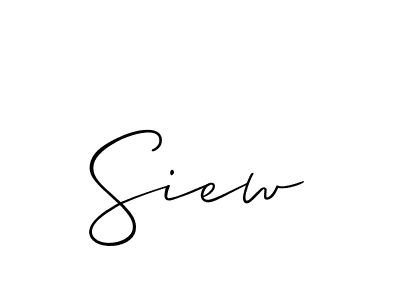 Design your own signature with our free online signature maker. With this signature software, you can create a handwritten (Allison_Script) signature for name Siew. Siew signature style 2 images and pictures png