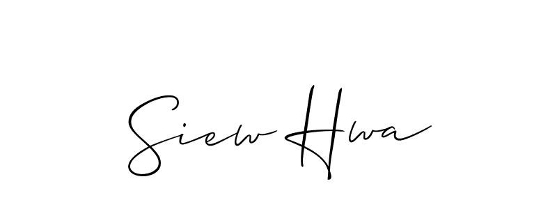 The best way (Allison_Script) to make a short signature is to pick only two or three words in your name. The name Siew Hwa include a total of six letters. For converting this name. Siew Hwa signature style 2 images and pictures png