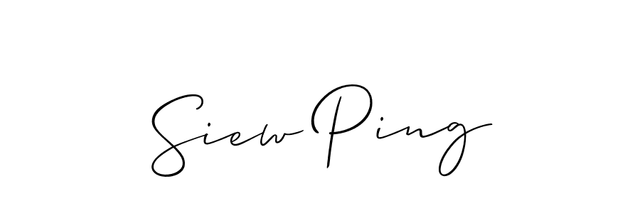 The best way (Allison_Script) to make a short signature is to pick only two or three words in your name. The name Siew Ping include a total of six letters. For converting this name. Siew Ping signature style 2 images and pictures png