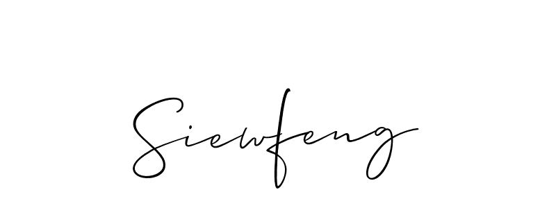 Also You can easily find your signature by using the search form. We will create Siewfeng name handwritten signature images for you free of cost using Allison_Script sign style. Siewfeng signature style 2 images and pictures png