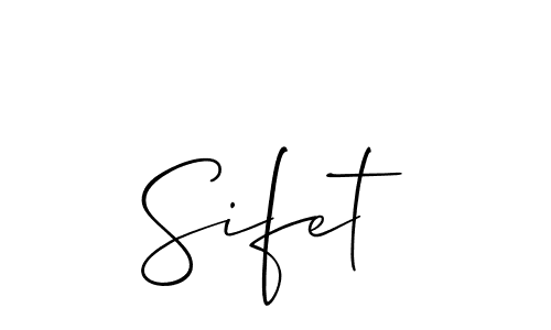 The best way (Allison_Script) to make a short signature is to pick only two or three words in your name. The name Sifet include a total of six letters. For converting this name. Sifet signature style 2 images and pictures png