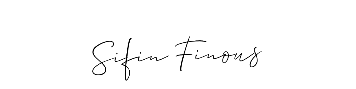 The best way (Allison_Script) to make a short signature is to pick only two or three words in your name. The name Sifin Finous include a total of six letters. For converting this name. Sifin Finous signature style 2 images and pictures png