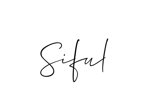 The best way (Allison_Script) to make a short signature is to pick only two or three words in your name. The name Siful include a total of six letters. For converting this name. Siful signature style 2 images and pictures png