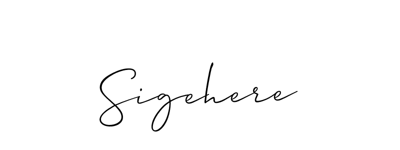 Use a signature maker to create a handwritten signature online. With this signature software, you can design (Allison_Script) your own signature for name Sigehere. Sigehere signature style 2 images and pictures png