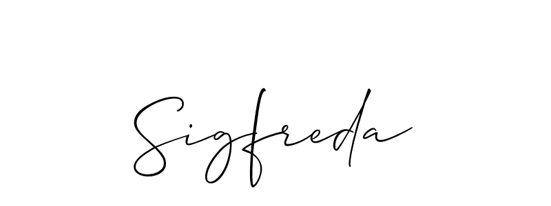 The best way (Allison_Script) to make a short signature is to pick only two or three words in your name. The name Sigfreda include a total of six letters. For converting this name. Sigfreda signature style 2 images and pictures png