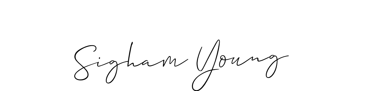 Allison_Script is a professional signature style that is perfect for those who want to add a touch of class to their signature. It is also a great choice for those who want to make their signature more unique. Get Sigham Young name to fancy signature for free. Sigham Young signature style 2 images and pictures png