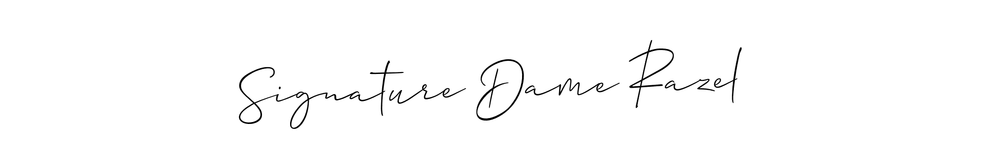 How to Draw Signature Dame Razel signature style? Allison_Script is a latest design signature styles for name Signature Dame Razel. Signature Dame Razel signature style 2 images and pictures png