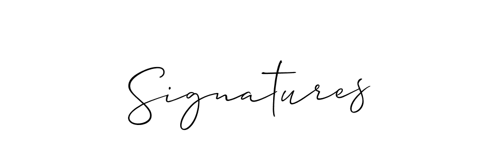 Make a beautiful signature design for name Signatures. With this signature (Allison_Script) style, you can create a handwritten signature for free. Signatures signature style 2 images and pictures png