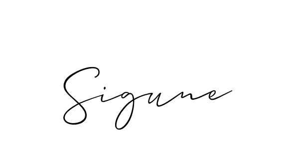 Design your own signature with our free online signature maker. With this signature software, you can create a handwritten (Allison_Script) signature for name Sigune. Sigune signature style 2 images and pictures png