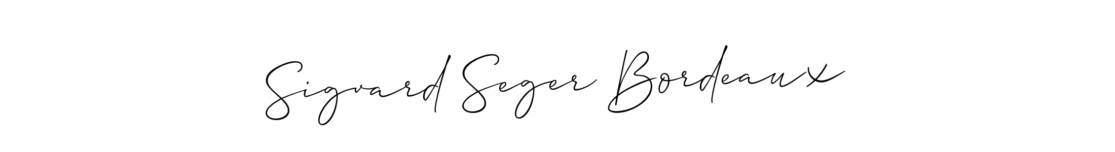 Similarly Allison_Script is the best handwritten signature design. Signature creator online .You can use it as an online autograph creator for name Sigvard Seger Bordeaux. Sigvard Seger Bordeaux signature style 2 images and pictures png