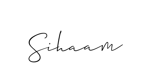 Design your own signature with our free online signature maker. With this signature software, you can create a handwritten (Allison_Script) signature for name Sihaam. Sihaam signature style 2 images and pictures png