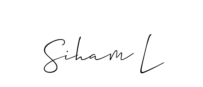 Design your own signature with our free online signature maker. With this signature software, you can create a handwritten (Allison_Script) signature for name Siham L. Siham L signature style 2 images and pictures png