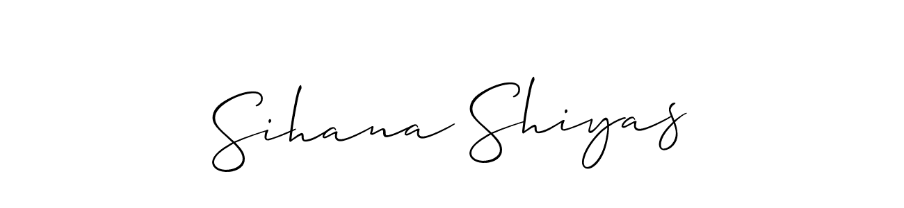 if you are searching for the best signature style for your name Sihana Shiyas. so please give up your signature search. here we have designed multiple signature styles  using Allison_Script. Sihana Shiyas signature style 2 images and pictures png