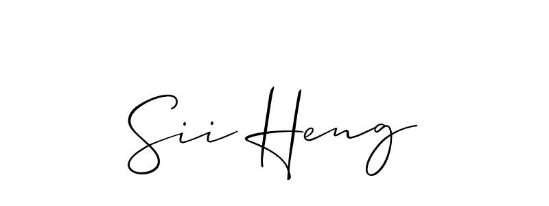 The best way (Allison_Script) to make a short signature is to pick only two or three words in your name. The name Sii Heng include a total of six letters. For converting this name. Sii Heng signature style 2 images and pictures png