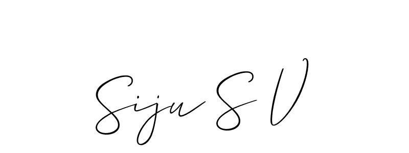 Allison_Script is a professional signature style that is perfect for those who want to add a touch of class to their signature. It is also a great choice for those who want to make their signature more unique. Get Siju S V name to fancy signature for free. Siju S V signature style 2 images and pictures png