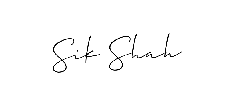 How to Draw Sik Shah signature style? Allison_Script is a latest design signature styles for name Sik Shah. Sik Shah signature style 2 images and pictures png