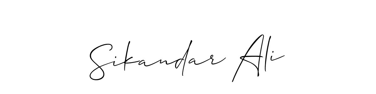 Make a beautiful signature design for name Sikandar Ali. With this signature (Allison_Script) style, you can create a handwritten signature for free. Sikandar Ali signature style 2 images and pictures png