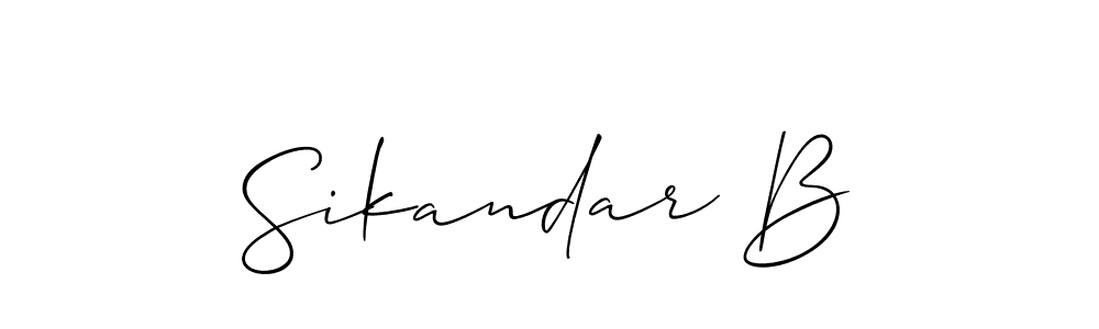 How to make Sikandar B name signature. Use Allison_Script style for creating short signs online. This is the latest handwritten sign. Sikandar B signature style 2 images and pictures png