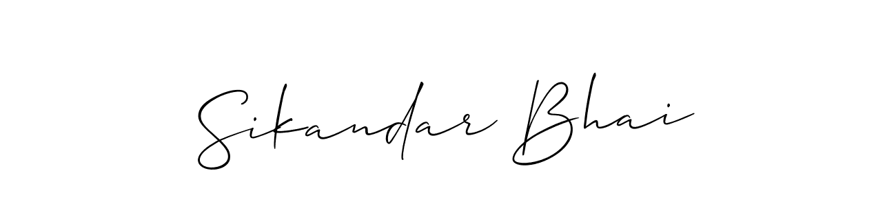 Design your own signature with our free online signature maker. With this signature software, you can create a handwritten (Allison_Script) signature for name Sikandar Bhai. Sikandar Bhai signature style 2 images and pictures png