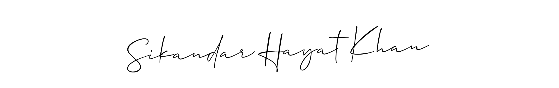 Use a signature maker to create a handwritten signature online. With this signature software, you can design (Allison_Script) your own signature for name Sikandar Hayat Khan. Sikandar Hayat Khan signature style 2 images and pictures png