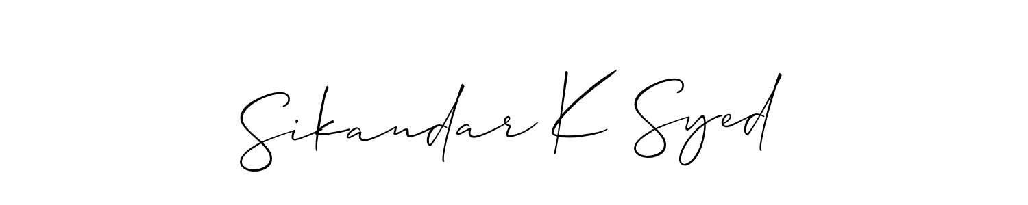 It looks lik you need a new signature style for name Sikandar K Syed. Design unique handwritten (Allison_Script) signature with our free signature maker in just a few clicks. Sikandar K Syed signature style 2 images and pictures png