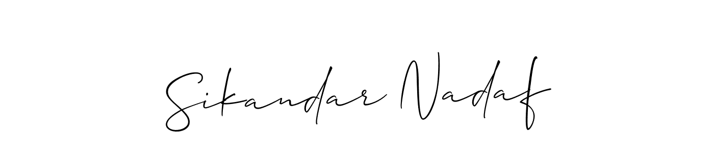 How to make Sikandar Nadaf name signature. Use Allison_Script style for creating short signs online. This is the latest handwritten sign. Sikandar Nadaf signature style 2 images and pictures png
