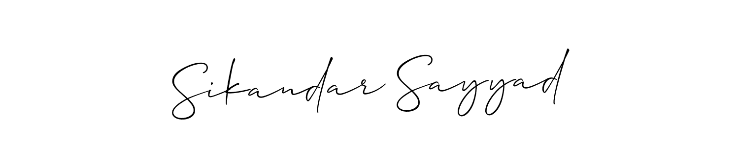 Use a signature maker to create a handwritten signature online. With this signature software, you can design (Allison_Script) your own signature for name Sikandar Sayyad. Sikandar Sayyad signature style 2 images and pictures png