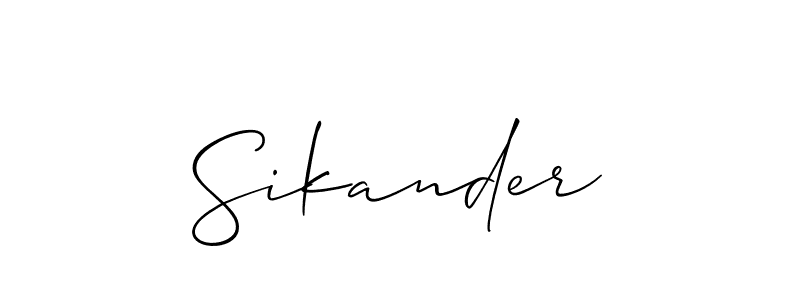 Also You can easily find your signature by using the search form. We will create Sikander name handwritten signature images for you free of cost using Allison_Script sign style. Sikander signature style 2 images and pictures png