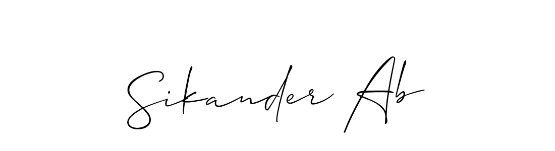 Make a beautiful signature design for name Sikander Ab. With this signature (Allison_Script) style, you can create a handwritten signature for free. Sikander Ab signature style 2 images and pictures png