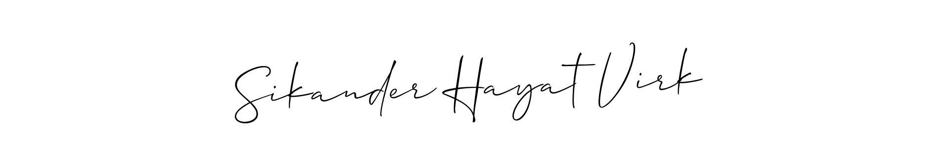 Also You can easily find your signature by using the search form. We will create Sikander Hayat Virk name handwritten signature images for you free of cost using Allison_Script sign style. Sikander Hayat Virk signature style 2 images and pictures png