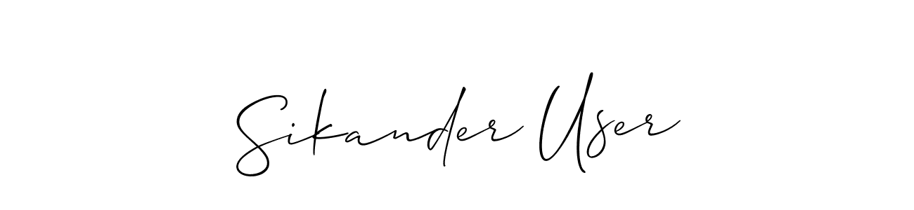 Design your own signature with our free online signature maker. With this signature software, you can create a handwritten (Allison_Script) signature for name Sikander User. Sikander User signature style 2 images and pictures png