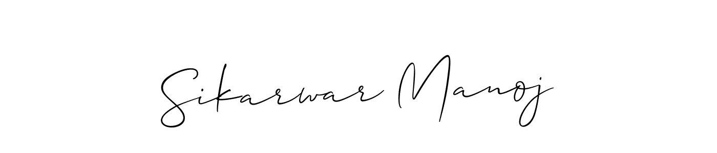 The best way (Allison_Script) to make a short signature is to pick only two or three words in your name. The name Sikarwar Manoj include a total of six letters. For converting this name. Sikarwar Manoj signature style 2 images and pictures png