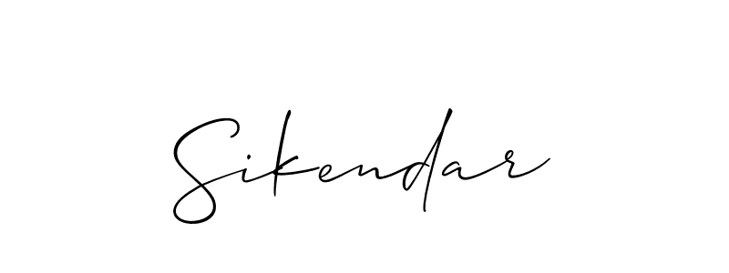 Make a beautiful signature design for name Sikendar. With this signature (Allison_Script) style, you can create a handwritten signature for free. Sikendar signature style 2 images and pictures png