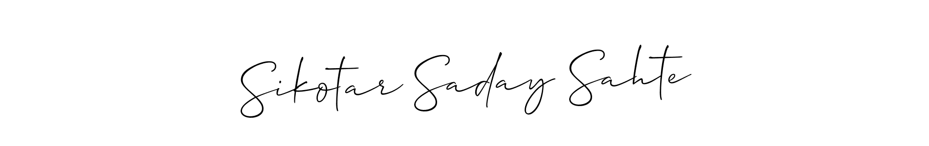 How to Draw Sikotar Saday Sahte signature style? Allison_Script is a latest design signature styles for name Sikotar Saday Sahte. Sikotar Saday Sahte signature style 2 images and pictures png