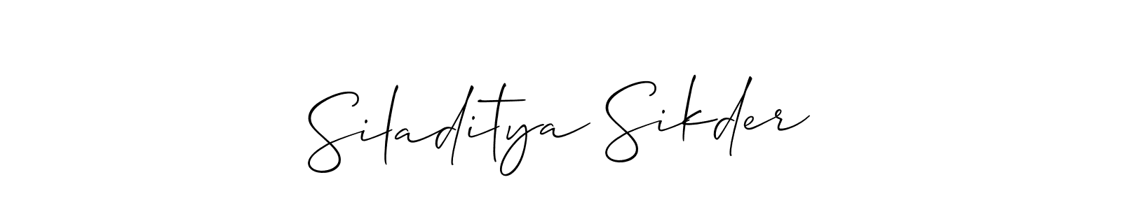 Also You can easily find your signature by using the search form. We will create Siladitya Sikder name handwritten signature images for you free of cost using Allison_Script sign style. Siladitya Sikder signature style 2 images and pictures png