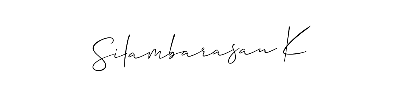 Make a beautiful signature design for name Silambarasan K. With this signature (Allison_Script) style, you can create a handwritten signature for free. Silambarasan K signature style 2 images and pictures png