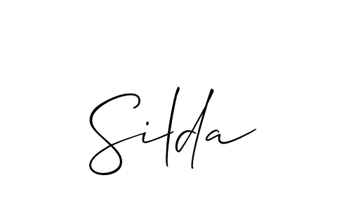Design your own signature with our free online signature maker. With this signature software, you can create a handwritten (Allison_Script) signature for name Silda. Silda signature style 2 images and pictures png