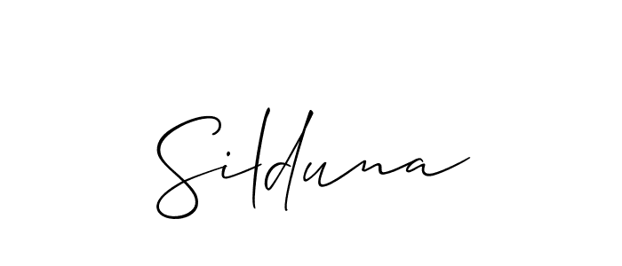 The best way (Allison_Script) to make a short signature is to pick only two or three words in your name. The name Silduna include a total of six letters. For converting this name. Silduna signature style 2 images and pictures png