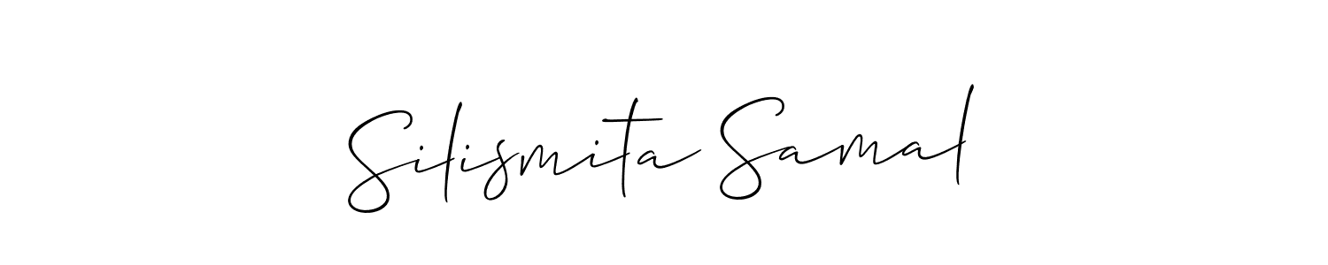 Create a beautiful signature design for name Silismita Samal. With this signature (Allison_Script) fonts, you can make a handwritten signature for free. Silismita Samal signature style 2 images and pictures png