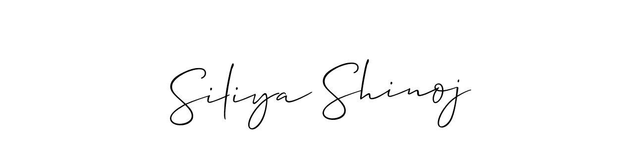 Use a signature maker to create a handwritten signature online. With this signature software, you can design (Allison_Script) your own signature for name Siliya Shinoj. Siliya Shinoj signature style 2 images and pictures png