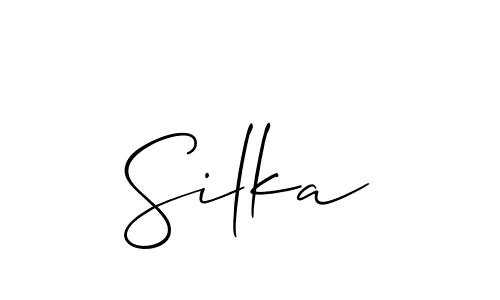if you are searching for the best signature style for your name Silka. so please give up your signature search. here we have designed multiple signature styles  using Allison_Script. Silka signature style 2 images and pictures png
