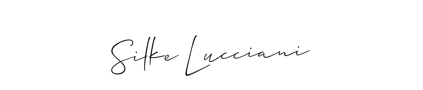 Use a signature maker to create a handwritten signature online. With this signature software, you can design (Allison_Script) your own signature for name Silke Lucciani. Silke Lucciani signature style 2 images and pictures png