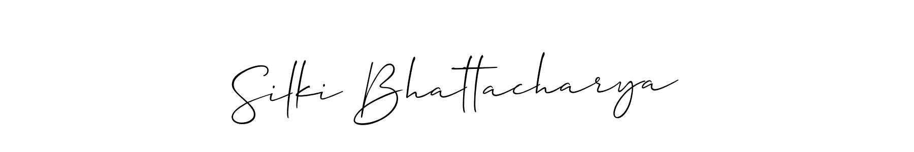 How to make Silki Bhattacharya name signature. Use Allison_Script style for creating short signs online. This is the latest handwritten sign. Silki Bhattacharya signature style 2 images and pictures png