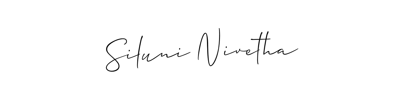 It looks lik you need a new signature style for name Siluni Nivetha. Design unique handwritten (Allison_Script) signature with our free signature maker in just a few clicks. Siluni Nivetha signature style 2 images and pictures png