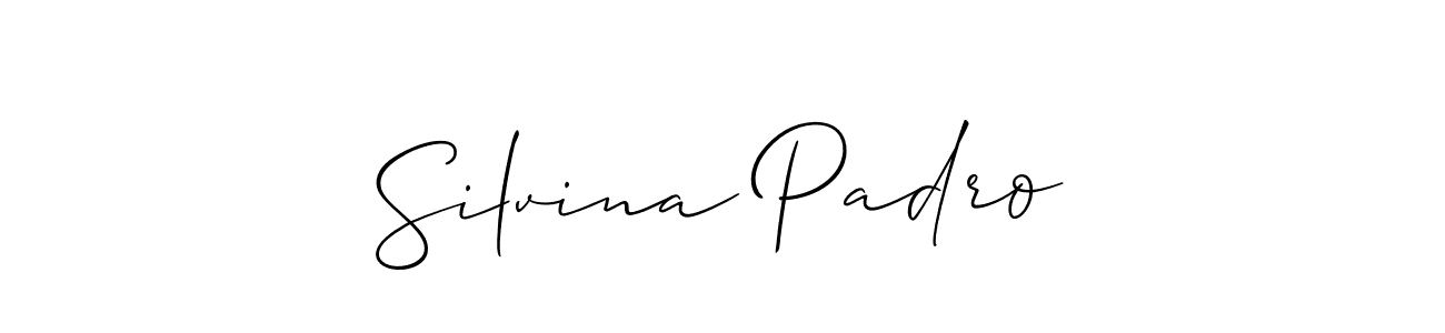 The best way (Allison_Script) to make a short signature is to pick only two or three words in your name. The name Silvina Padro include a total of six letters. For converting this name. Silvina Padro signature style 2 images and pictures png