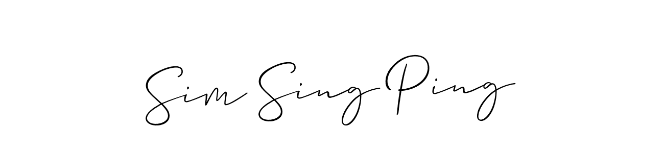 It looks lik you need a new signature style for name Sim Sing Ping. Design unique handwritten (Allison_Script) signature with our free signature maker in just a few clicks. Sim Sing Ping signature style 2 images and pictures png