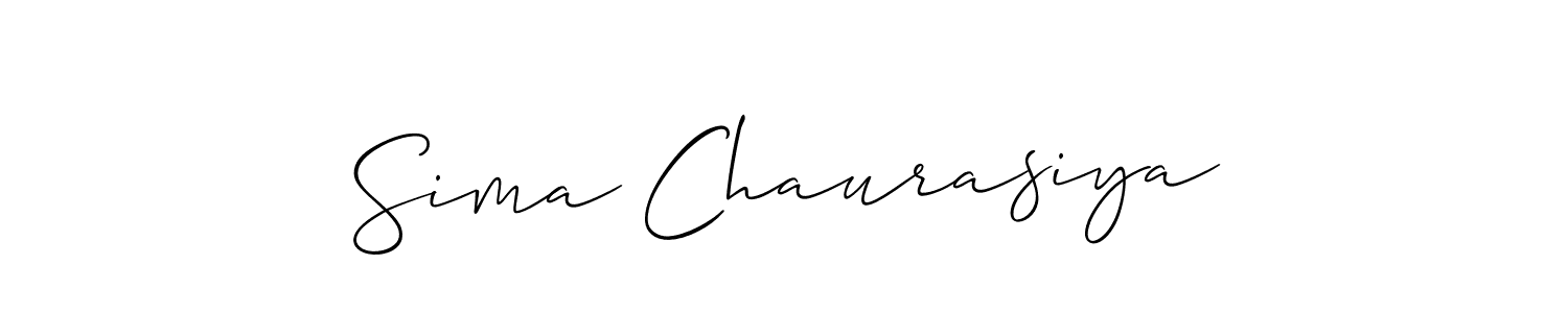 How to make Sima Chaurasiya name signature. Use Allison_Script style for creating short signs online. This is the latest handwritten sign. Sima Chaurasiya signature style 2 images and pictures png