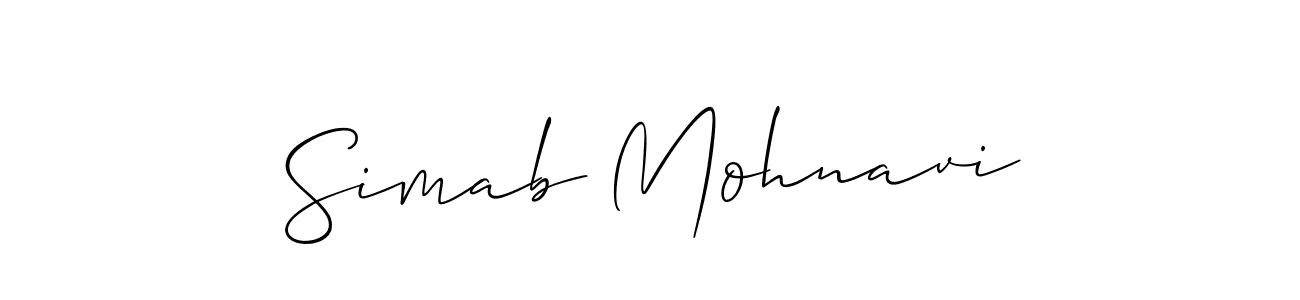 How to make Simab Mohnavi name signature. Use Allison_Script style for creating short signs online. This is the latest handwritten sign. Simab Mohnavi signature style 2 images and pictures png
