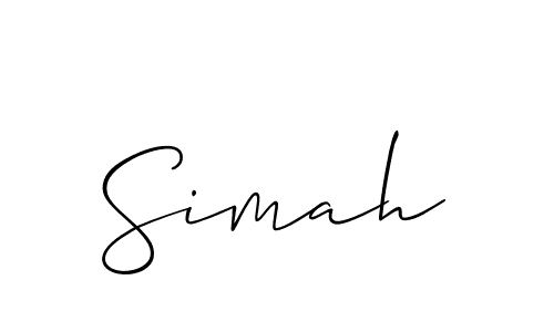 Use a signature maker to create a handwritten signature online. With this signature software, you can design (Allison_Script) your own signature for name Simah. Simah signature style 2 images and pictures png