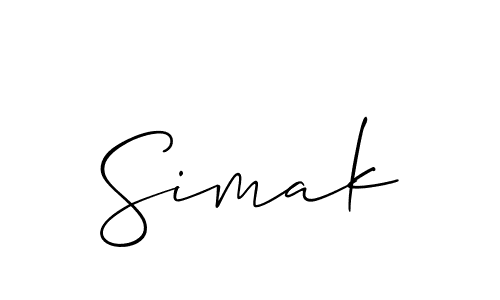 It looks lik you need a new signature style for name Simak. Design unique handwritten (Allison_Script) signature with our free signature maker in just a few clicks. Simak signature style 2 images and pictures png